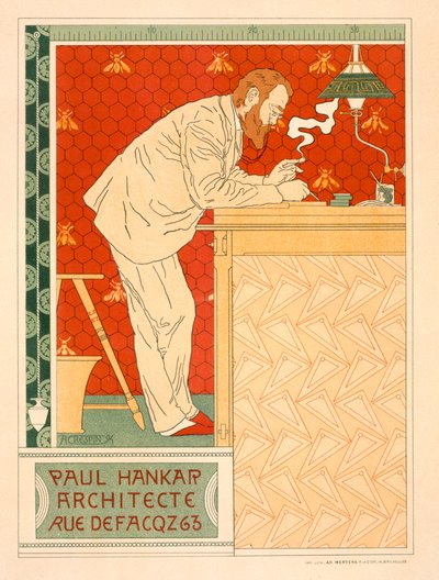 Reproduction of a Poster Advertising the Architectural Practice of Paul Hankar, 1894 by Adolphe Louis Charles Crespin