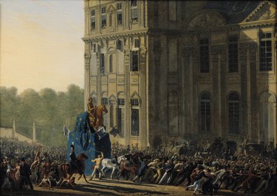 Transporting the Statue of Henri IV in Front of the Flora Pavilion of the Louvre by Adolphe Roehn