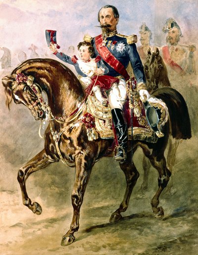 Napoleon III with His Son Louis Napoleon Riding Horse by Adolphe Yvon