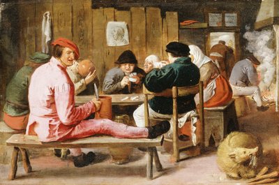 Boors Smoking and Drinking at a Table in a Tavern, c.1625 by Adriaen Brouwer
