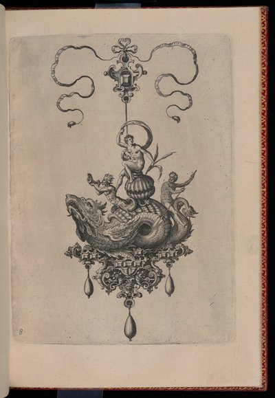 Plate 8, from Bullarum Inaurium, Pendants, Earrings, etc. Designs of the Most Skillful Nature, Part Two by Adriaen Collaert