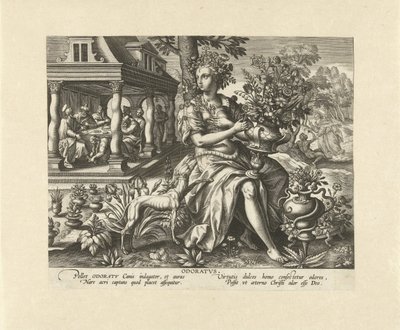 Smell (title on object) The Five Senses (series title) by Adriaen Collaert