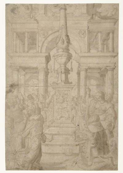 Solomon Worships an Idol by Adriaen Pietersz Crabeth
