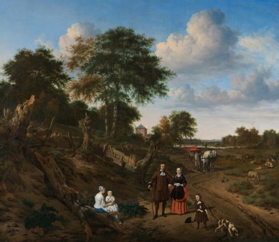 Portrait of a Couple with two Children and a Nursemaid in a Landscape by Adriaen Velde van de