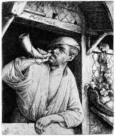 A Baker Sounding His Horn by Adriaen van Ostade