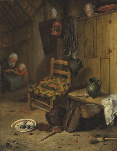 A Kitchen Interior with a Mother and Child by Adriaen van Ostade