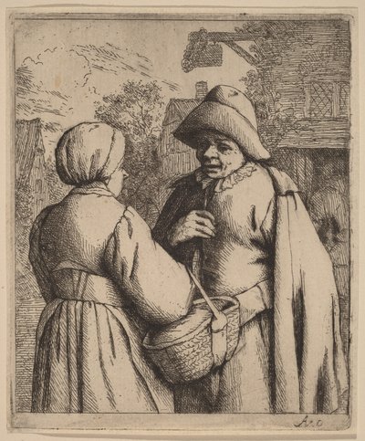 Man and Woman Conversing in Front of an Inn by Adriaen van Ostade