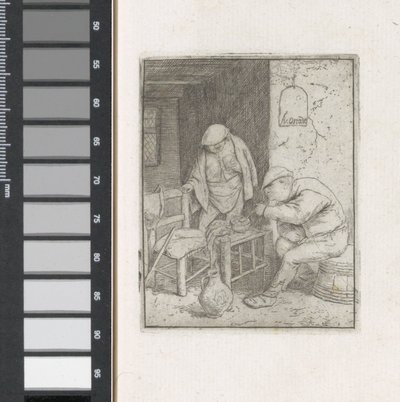 Man lighting a pipe in an interior by Adriaen van Ostade