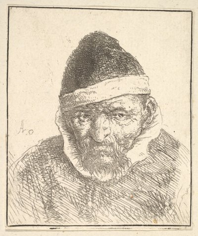Old Man with White Collar and Pointed Hat by Adriaen van Ostade