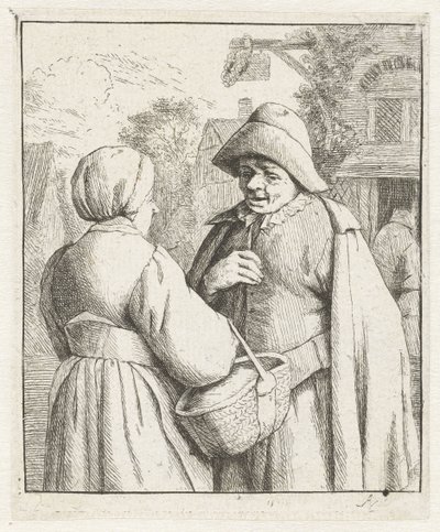 Woman and Man in Conversation by Adriaen van Ostade