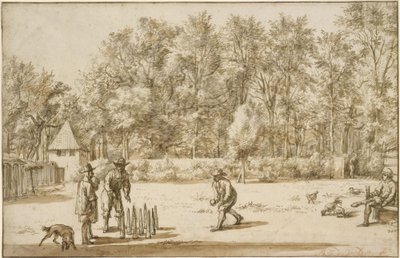 Three Men Playing Skittles by Adriaen van de Velde
