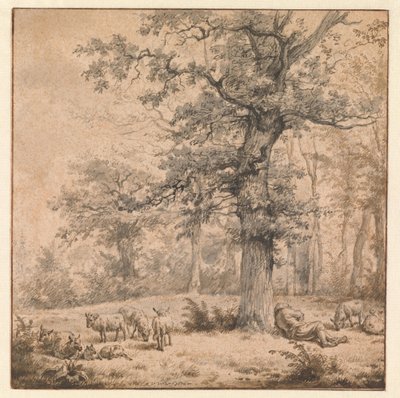 Landscape with Sleeping Shepherd by Adriaen van de Velde