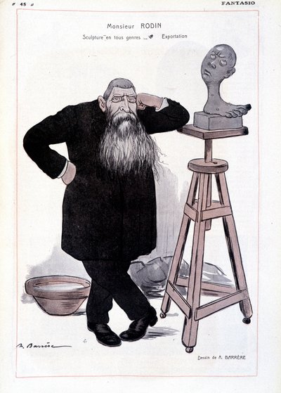 Cartoon of the Sculptor Auguste Rodin Represented in His Workshop in Fantasio by Adrien Barrere