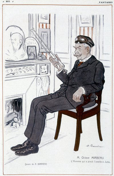 Humorous Drawing on Octave Mirbeau by Barrère - in 