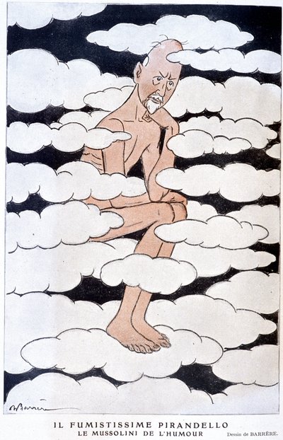 Portrait of Luigi Pirandello (1867 - 1936), Italian playwright - Illustration by Adrien Barrere (1877-1931) in Fantasio from 01/08/1925 by Adrien Barrere