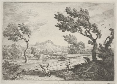 Landscape with Travelers in a High Wind by Adrien Manglard