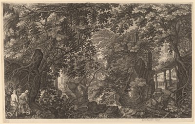 River Landscape with a Duck Hunter by Aegidius Sadeler II after Pieter Stevens