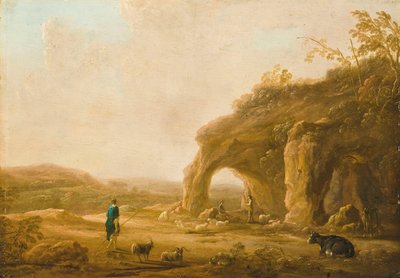 An Italianate Landscape with Shepherds by a Grotto by Aelbert Cuyp