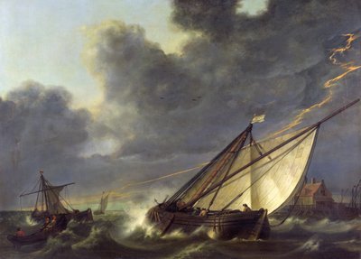 Boats in the Estuary of Holland Diep in a Storm by Aelbert Cuyp