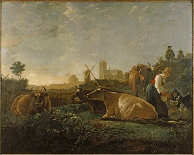 Milkmaid and Cattle Near Dordrecht by Aelbert Cuyp