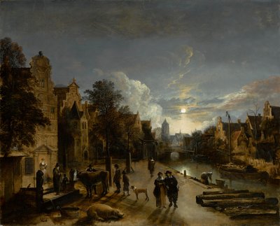 Canal Scene in Moonlight by Aert van der Neer