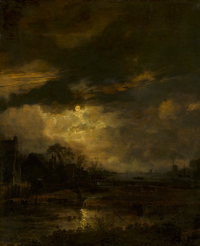 Landscape at Sunset by Aert van der Neer