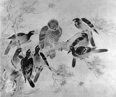 Mynah Birds Attacking an Owl by after Sesson Shūkei