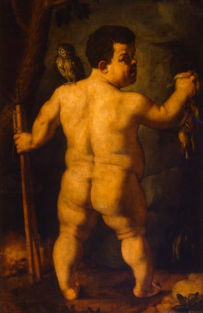 Double Portrait of the Dwarf Morgante (full view from behind) by Agnolo Bronzino