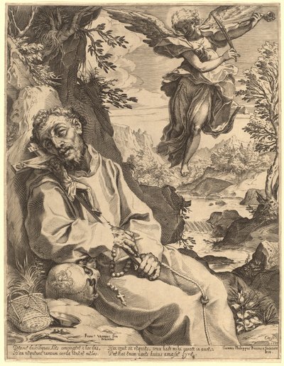 Saint Francis Consoled by the Musical Angel by Agostino Carracci