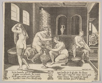 Plate 7: Psyche attended in her bath by nymphs by Agostino Veneziano