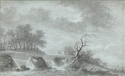 Riverscape with a Waterfall by Aignan Thomas Desfriches