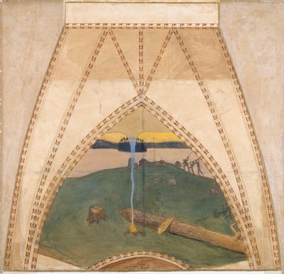 Heathendom and Christendom, Sketch for the Cupola Frescoes of the Finnish Pavilion at the 1900 Paris World