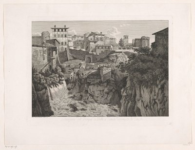 View of Tivoli, with the Temple of Vesta in the Distance (series title: Picturesque Etched Prospects from Italy) by Albert Christoph Dies