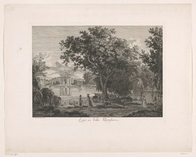 View of the Lake at Villa Borghese (Picturesque Etched Prospects from Italy) by Albert Christoph Dies