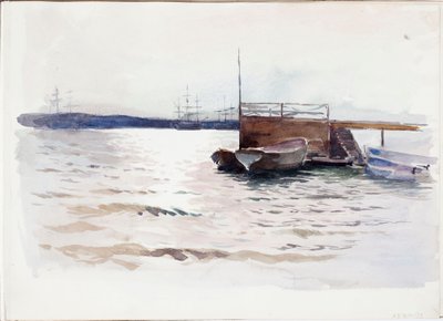 Boats at the Pier by Albert Edelfelt