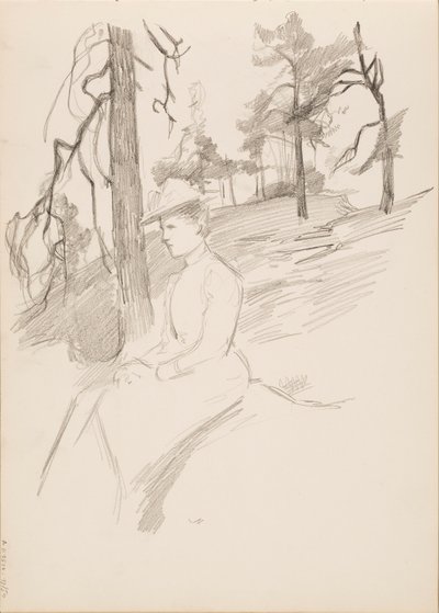 Landscape Sketch, Woman in the Foreground by Albert Edelfelt