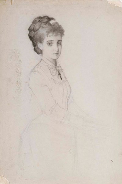 Portrait of a Woman Standing by Albert Edelfelt