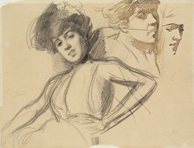 Three Studies for Portrait by Albert Edelfelt
