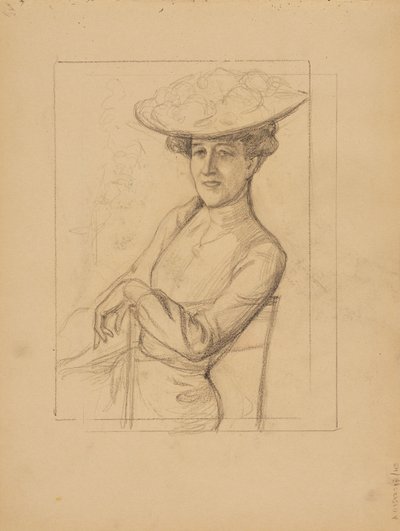 Sitting Woman with a Hat by Albert Edelfelt