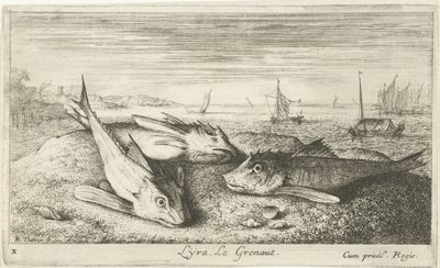 Three Saltwater Fish on the Beach (Saltwater Fish - First Series) by Albert Flamen