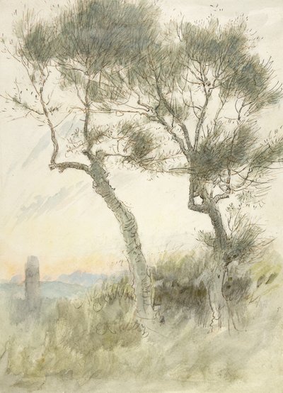 Study of Two Trees by Albert Goodwin