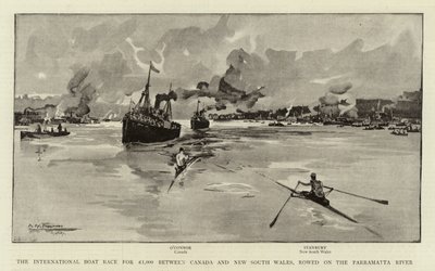 The International Boat Race for £1,000 between Canada and New South Wales, rowed on the Parramatta River by Albert Henry Fullwood