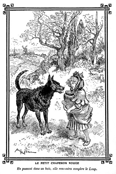 Little Red Riding Hood meets the Wolf by Albert Robida