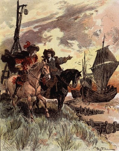 The shyness of Captain Bellormeau - “Bellormeau inspected Fort Philippe”. Character from Albert Robida