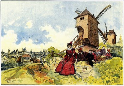 The windmills of the Butte Montmartre in Paris in the 16th century by Albert Robida