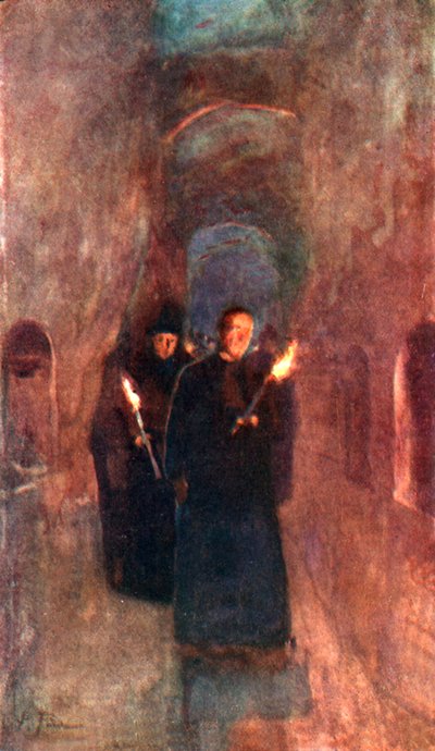 A Procession in the Catacomb of Callistus by Alberto Pisa