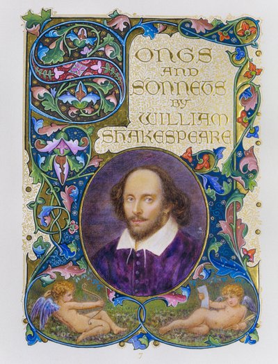 Book Frontispiece with Fine Color Portrait of William Shakespeare by Artist Alberto Sangorski by Alberto Sangorski