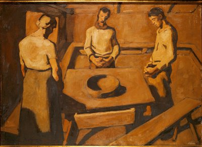 Peasants praying at a table by Albin Egger-Lienz