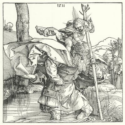 St Christopher Carrying the Infant Christ by Albrecht (after) Durer or Duerer