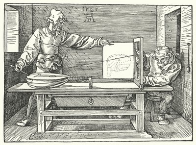 The use of strings to construct a perspective image of a lute by Albrecht (after) Durer or Duerer